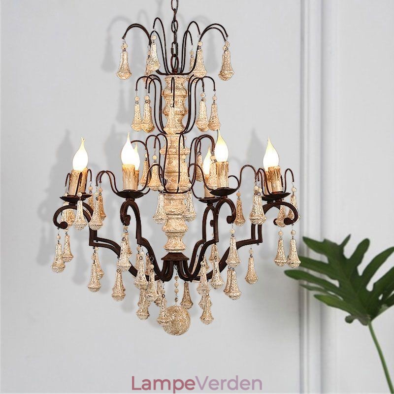 Retro stil træ pendel lys elegant lysekrone