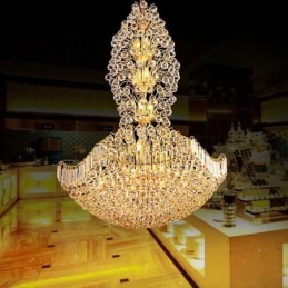 Europæisk Crystal Empire lysekrone stor guldfarve pendel lys