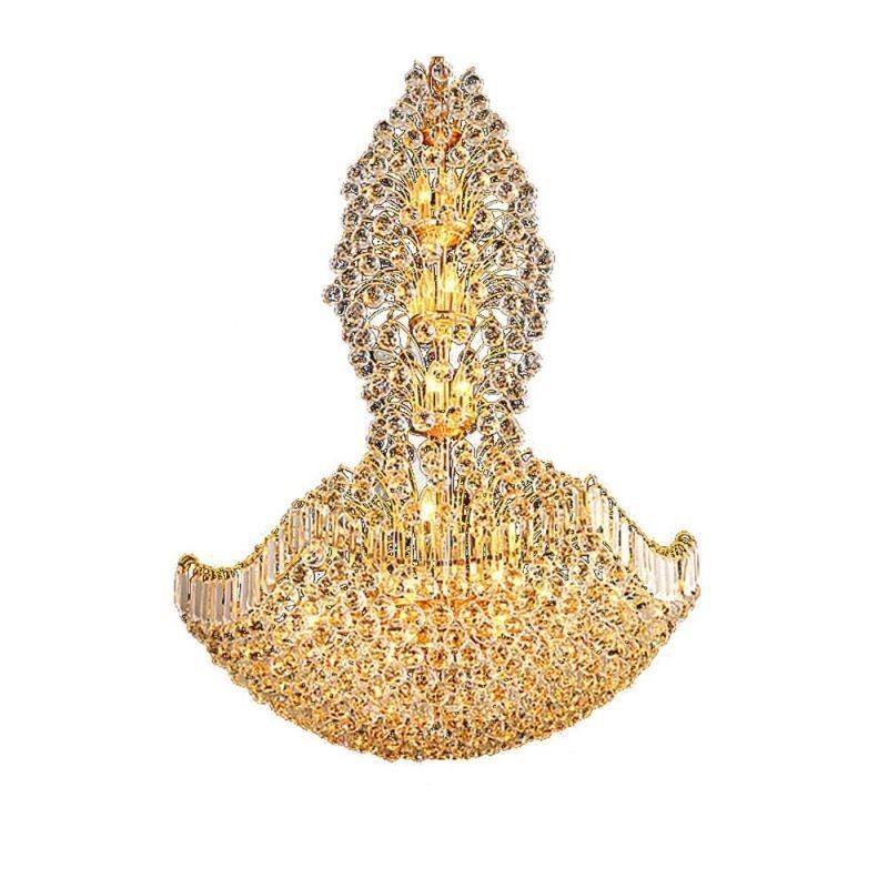 Europæisk Crystal Empire lysekrone stor guldfarve pendel lys