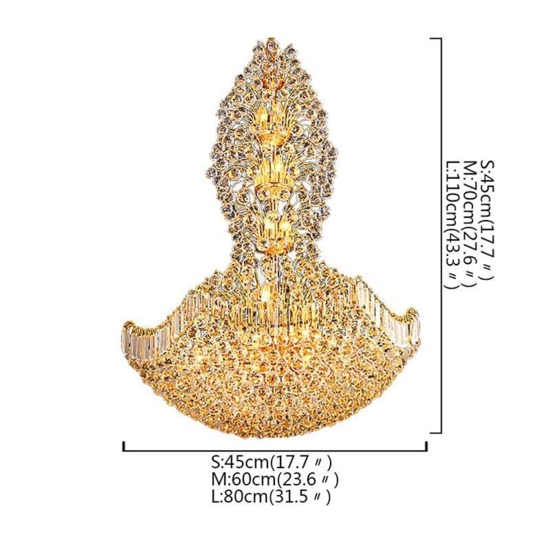 Europæisk Crystal Empire lysekrone stor guldfarve pendel lys