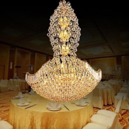 Europæisk Crystal Empire lysekrone stor guldfarve pendel lys