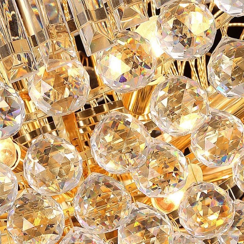 Europæisk Crystal Empire lysekrone stor guldfarve pendel lys