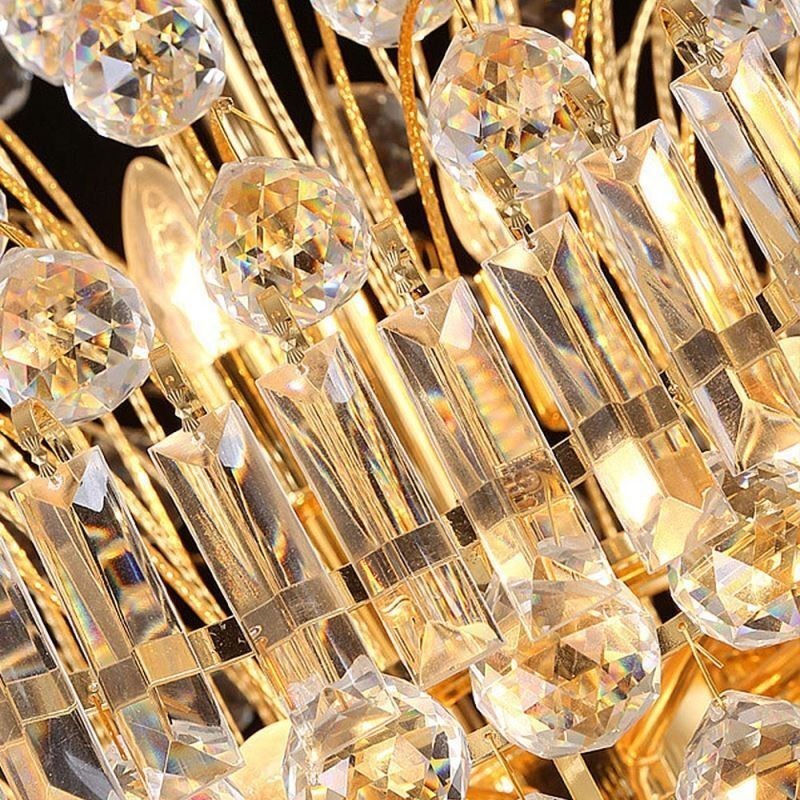 Europæisk Crystal Empire lysekrone stor guldfarve pendel lys