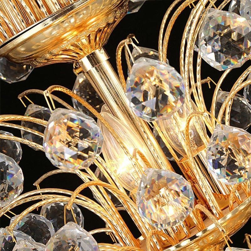 Europæisk Crystal Empire lysekrone stor guldfarve pendel lys
