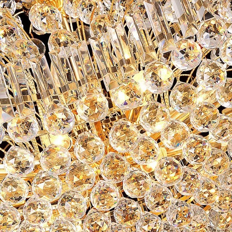 Europæisk Crystal Empire lysekrone stor guldfarve pendel lys