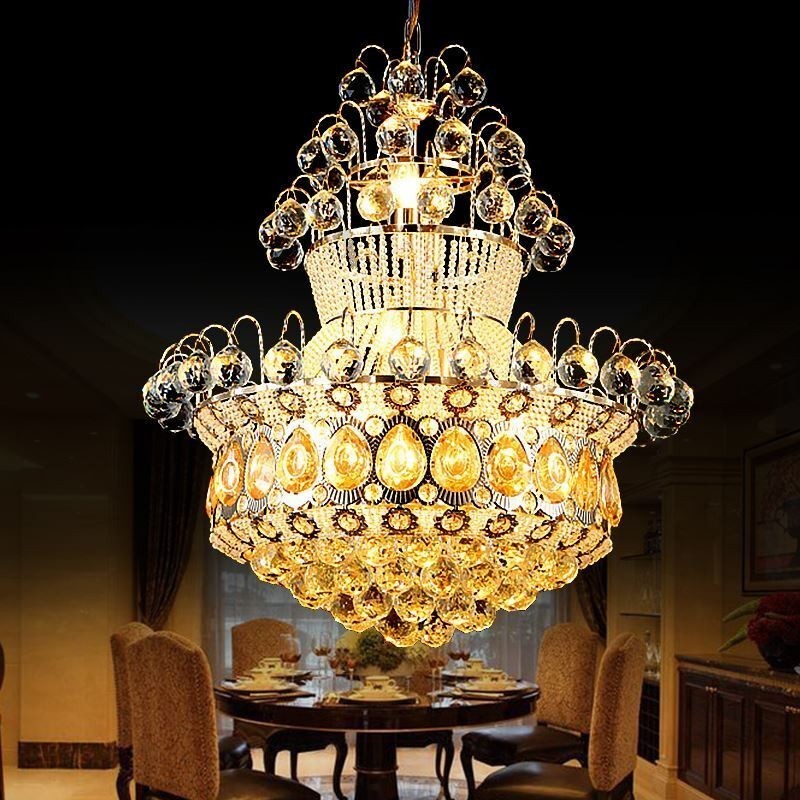 Moderne guld Empire lysekrone Simpel krystal pendel lys