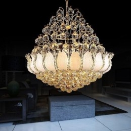 Moderne Crystal Empire lysekrone Guldfarve Pendel Light Lotus