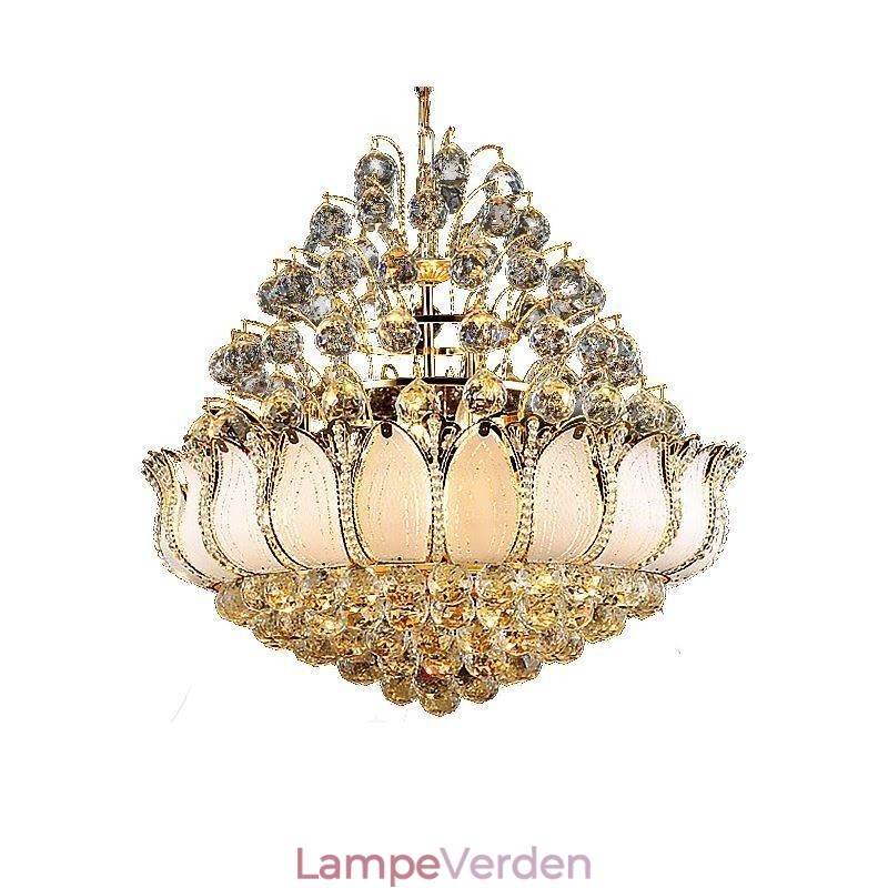 Moderne Crystal Empire lysekrone Guldfarve Pendel Light Lotus