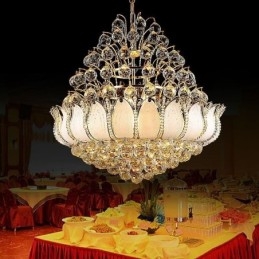Moderne Crystal Empire lysekrone Guldfarve Pendel Light Lotus