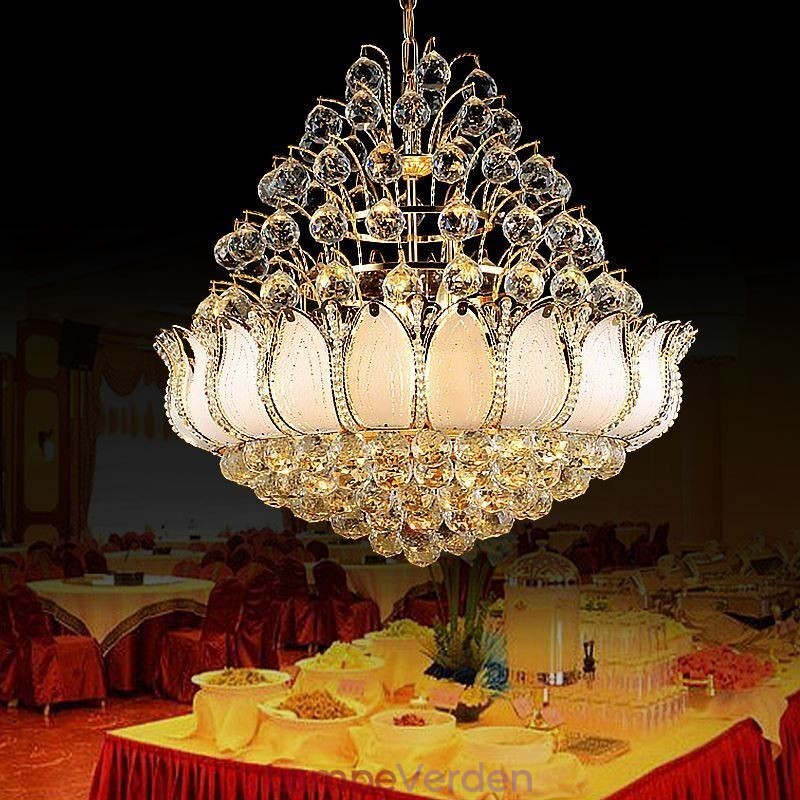 Moderne Crystal Empire lysekrone Guldfarve Pendel Light Lotus