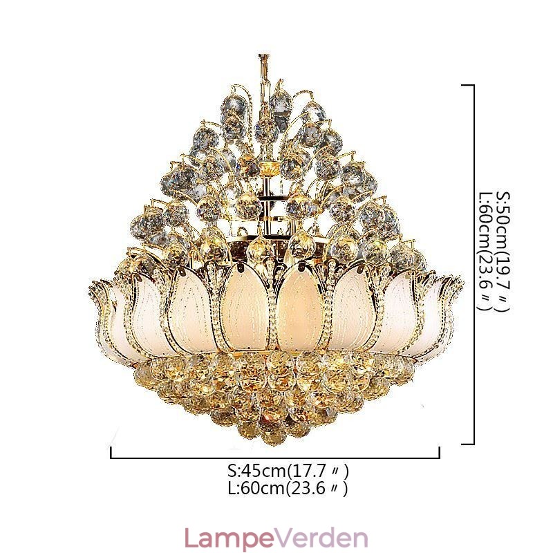 Moderne Crystal Empire lysekrone Guldfarve Pendel Light Lotus