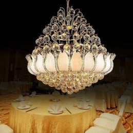 Moderne Crystal Empire lysekrone Guldfarve Pendel Light Lotus