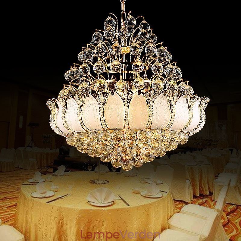 Moderne Crystal Empire lysekrone Guldfarve Pendel Light Lotus