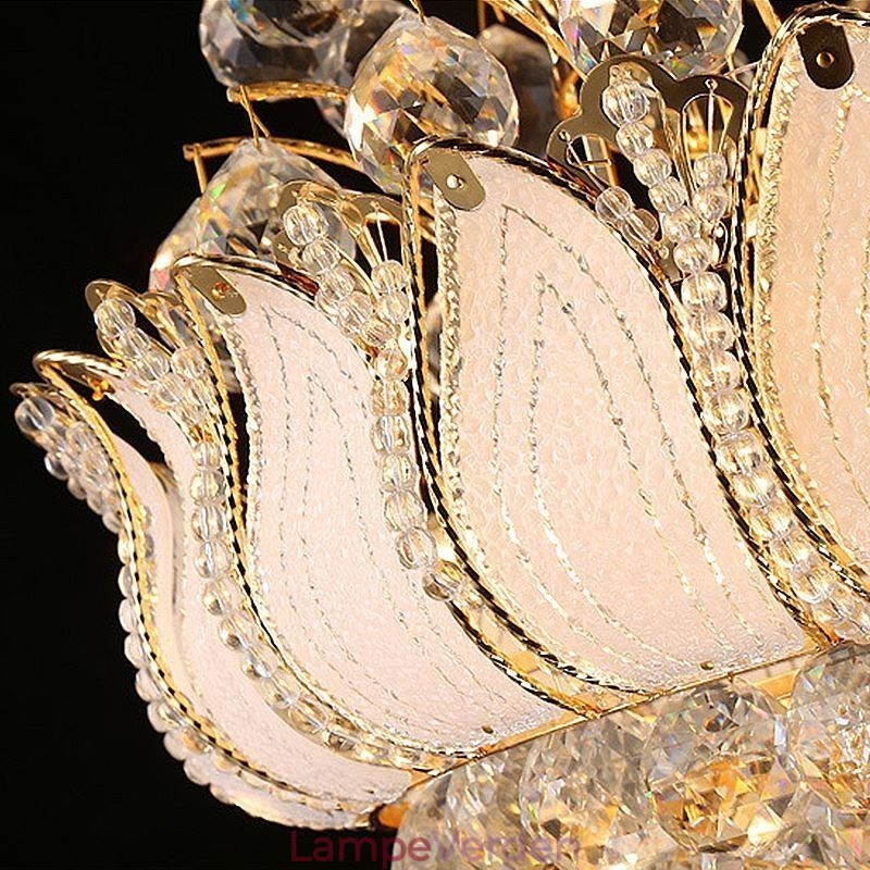 Moderne Crystal Empire lysekrone Guldfarve Pendel Light Lotus
