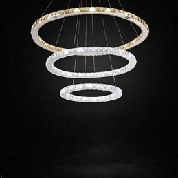 Pendellamper Amber og Clear K9 Crystal Chandelier Lights Belysning med 3 ring
