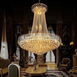 Elegant krystal lysekrone europæisk pendel lys lang hængende lysekrone Duplex trappe