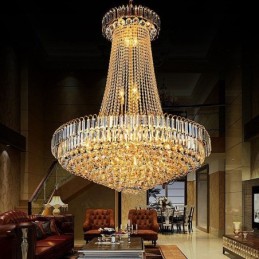 Elegant krystal lysekrone europæisk pendel lys lang hængende lysekrone Duplex trappe