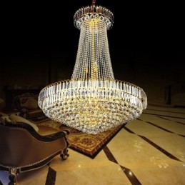 Elegant krystal lysekrone europæisk pendel lys lang hængende lysekrone Duplex trappe