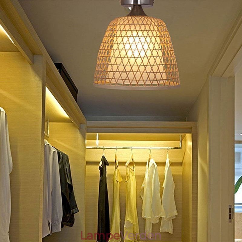 Bambus Semi Flush Mount Creative Runde Loftslys Vestibulebelysning