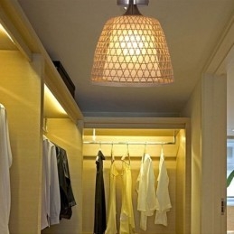 Bambus Semi Flush Mount Creative Runde Loftslys Vestibulebelysning