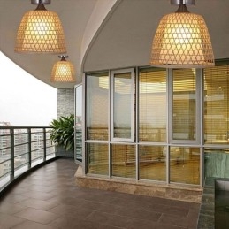 Bambus Semi Flush Mount Creative Runde Loftslys Vestibulebelysning