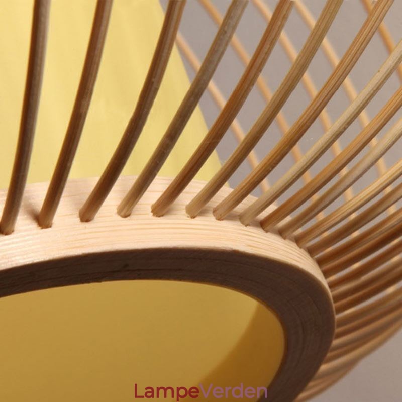 Unik Semi Flush Mount Creative Rund Bambus Loftslampe Verandabelysning