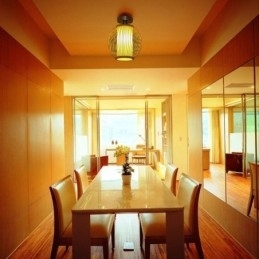 Unik Semi Flush Mount Creative Rund Bambus Loftslampe Verandabelysning
