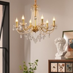 American Crystal Pendel Light Country Style Creative Iron Art Loftslys