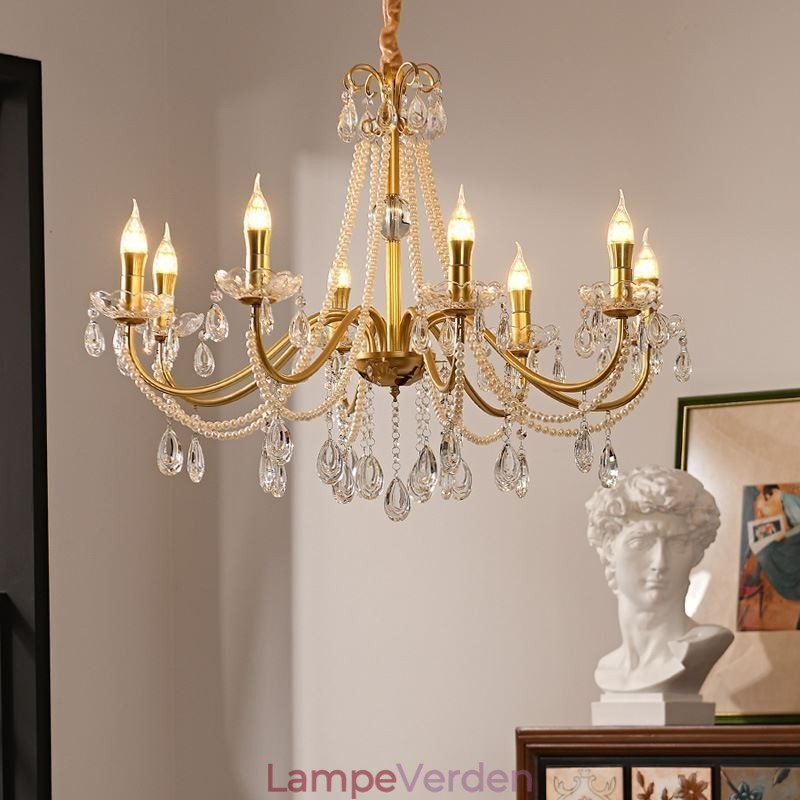 American Crystal Pendel Light Country Style Creative Iron Art Loftslys