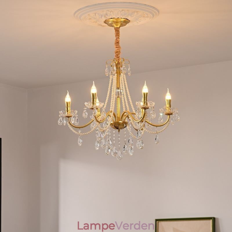 American Crystal Pendel Light Country Style Creative Iron Art Loftslys