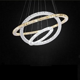 Pendellamper Amber og Clear K9 Crystal Chandelier Lights Belysning med 3 ring