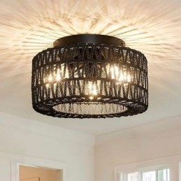 Country Style Flush Mount American Woven Cage Loftslampe