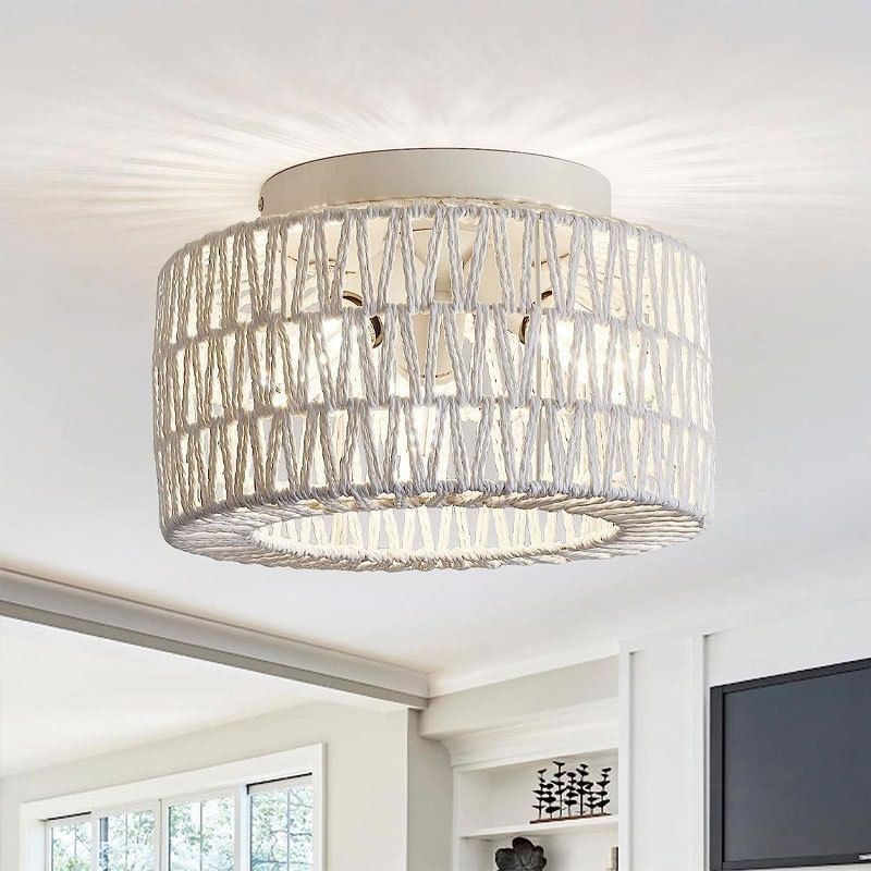 Country Style Flush Mount American Woven Cage Loftslampe