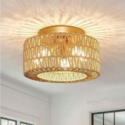Country Style Flush Mount American Woven Cage Loftslampe