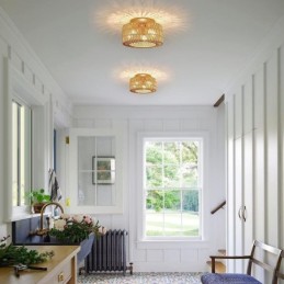Country Style Flush Mount American Woven Cage Loftslampe
