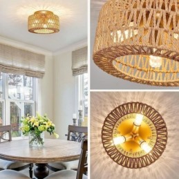 Country Style Flush Mount American Woven Cage Loftslampe