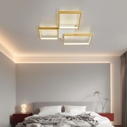 Flush Mount Minimalistisk 3 firkantet loftslys Trinløs dæmpbar med fjernbetjening 60W