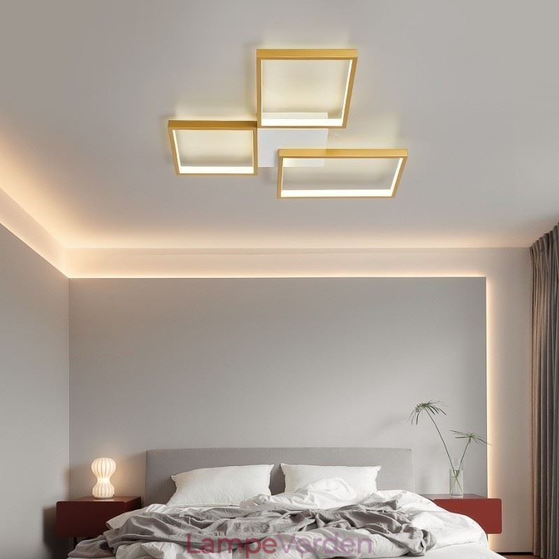 Flush Mount Minimalistisk 3 firkantet loftslys Trinløs dæmpbar med fjernbetjening 60W