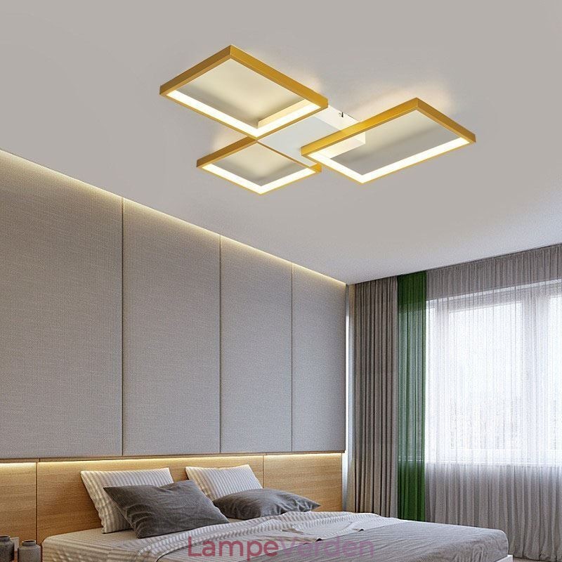 Flush Mount Minimalistisk 3 firkantet loftslys Trinløs dæmpbar med fjernbetjening 60W