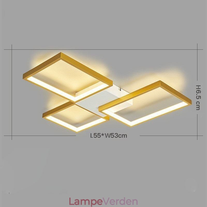 Flush Mount Minimalistisk 3 firkantet loftslys Trinløs dæmpbar med fjernbetjening 60W