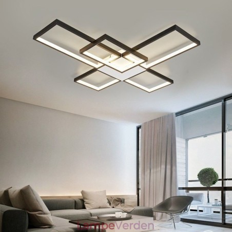 Minimalistisk Flush Mount Five Square Loftslampe Trinløs dæmpbar med fjernbetjening 92W Minimalistisk Flush Mount Five Square Loftslampe Trinløs dæmpbar med fjernbetjening 92W