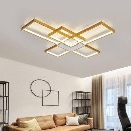 Minimalistisk Flush Mount Five Square Loftslampe Trinløs dæmpbar med fjernbetjening 92W