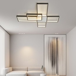 Minimalistisk Flush Mount Five Square Loftslampe Trinløs dæmpbar med fjernbetjening 92W