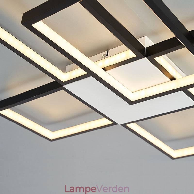 Minimalistisk Flush Mount Five Square Loftslampe Trinløs dæmpbar med fjernbetjening 92W