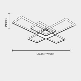 Minimalistisk Flush Mount Five Square Loftslampe Trinløs dæmpbar med fjernbetjening 92W