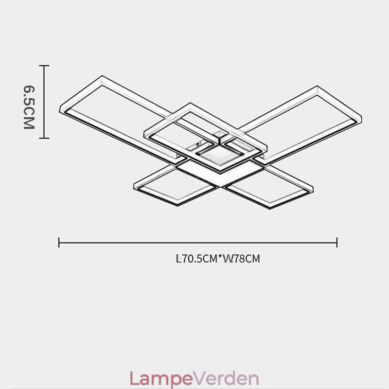 Minimalistisk Flush Mount Five Square Loftslampe Trinløs dæmpbar med fjernbetjening 92W