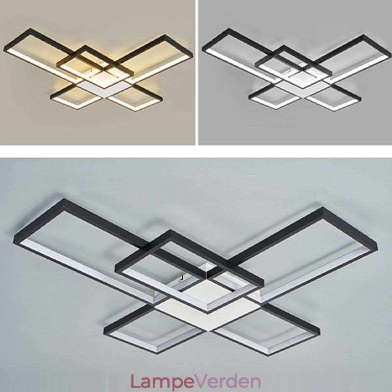 Minimalistisk Flush Mount Five Square Loftslampe Trinløs dæmpbar med fjernbetjening 92W