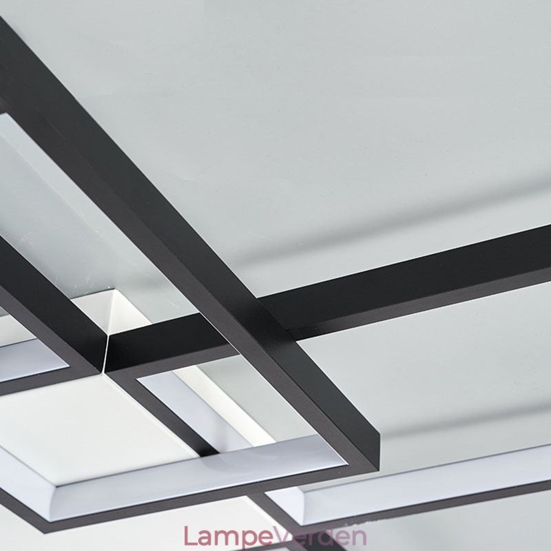 Minimalistisk Flush Mount Five Square Loftslampe Trinløs dæmpbar med fjernbetjening 92W