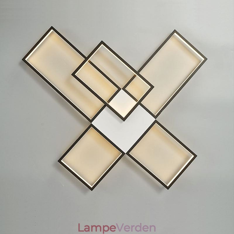 Minimalistisk Flush Mount Five Square Loftslampe Trinløs dæmpbar med fjernbetjening 92W