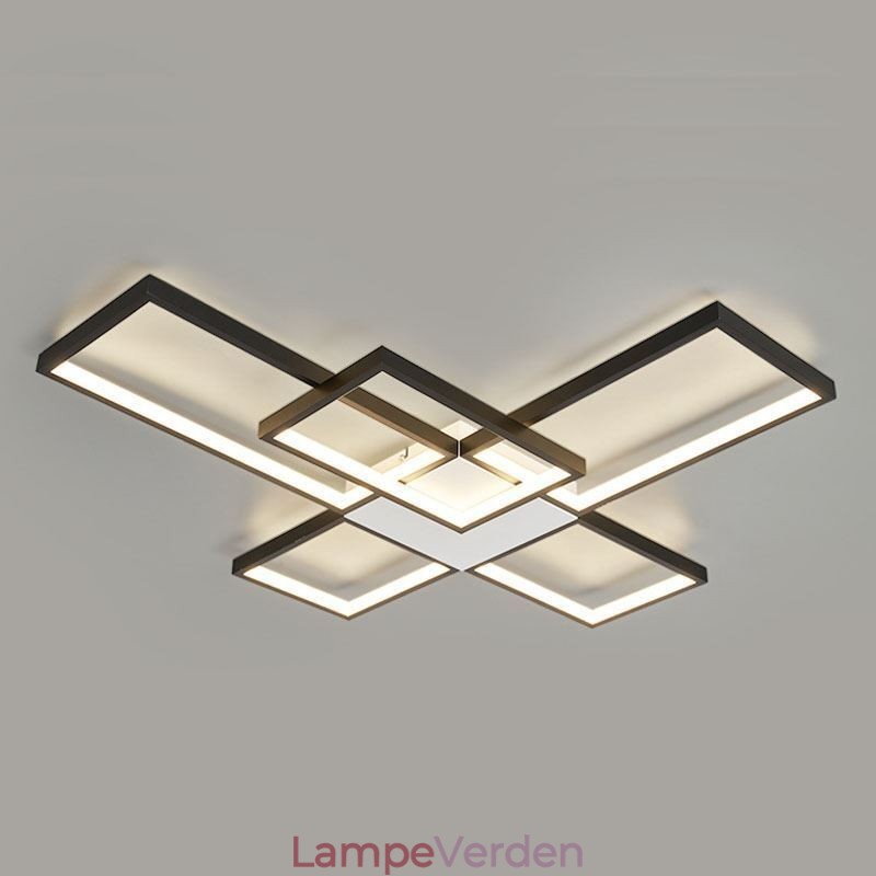 Minimalistisk Flush Mount Five Square Loftslampe Trinløs dæmpbar med fjernbetjening 92W